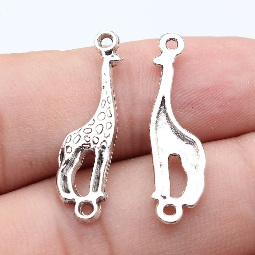 30x8mm 1.1g Antique Silver Tone Zinc Alloy Giraffe Connector Charm for DIY Bracelet Jewelry Making