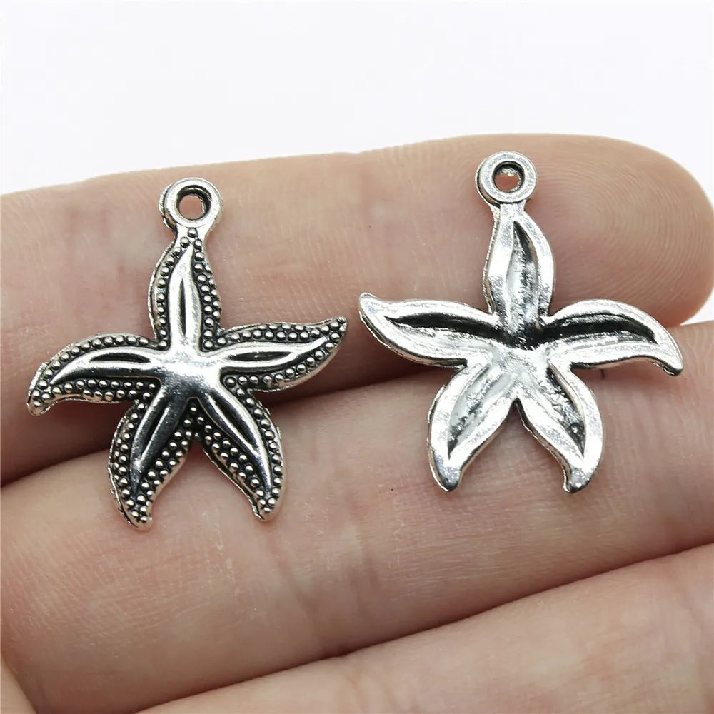 25x23mm 1.3g Multicolor Zinc Alloy Starfish Charm Pendant for DIY Ocean Theme Jewelry Making