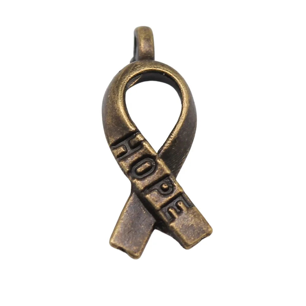 19mm 0.6g Multicolor Zinc Alloy Hope Ribbon Charm Pendant for DIY Awareness Jewelry Making