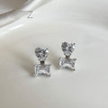 18K Gold Plated Copper Zircon Square Heart Geometric Stud Earrings Minimalist Luxury Jewelry