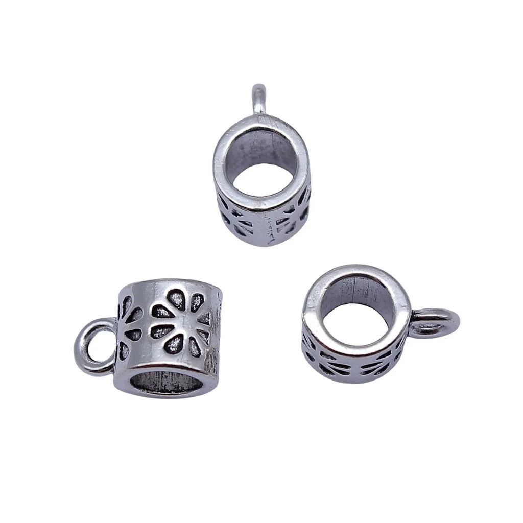 11x6.7x6.7mm 0.8g Antique Silver Zinc Alloy Three-Hole Bail Connector Charm for DIY Pendant Jewelry Making
