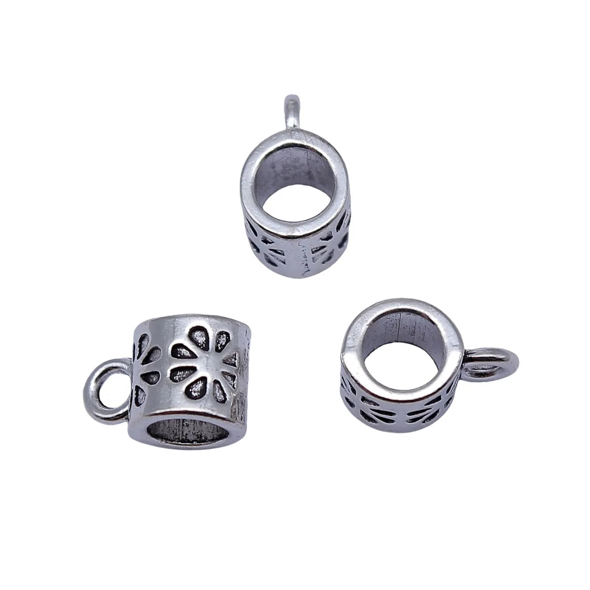 11x6.7x6.7mm 0.8g Antique Silver Zinc Alloy Three-Hole Bail Connector Charm for DIY Pendant Jewelry Making