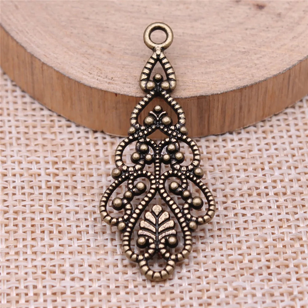 42x14mm 2.6g Multicolor Zinc Alloy Openwork Teardrop Hollow Earring Charms for DIY Pendant Jewelry