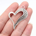 46x35mm 4.6g Antique Silver Zinc Alloy Heart Charm Pendant with Rhinestone Setting for Necklace DIY