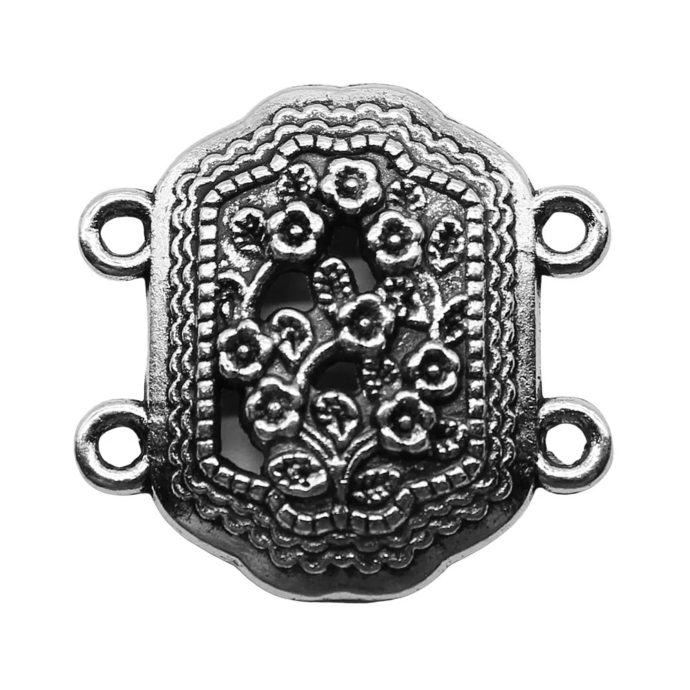 27x28mm 2.8g Antique Silver Zinc Alloy Four Hole Body Chain Connector Charm for Vintage Jewelry Making