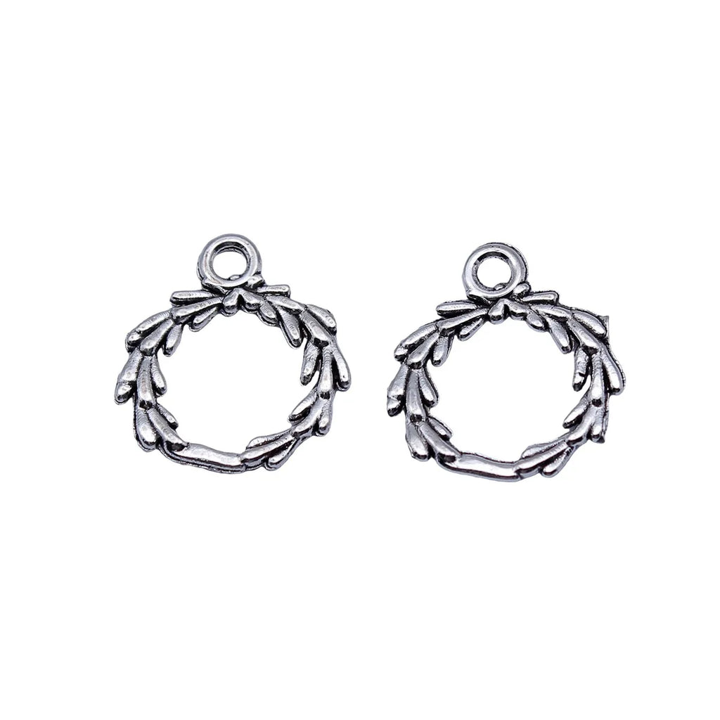 18x16mm 0.54g Antique Silver Zinc Alloy Olive Branch Ring Charm Pendant for DIY Jewelry Making