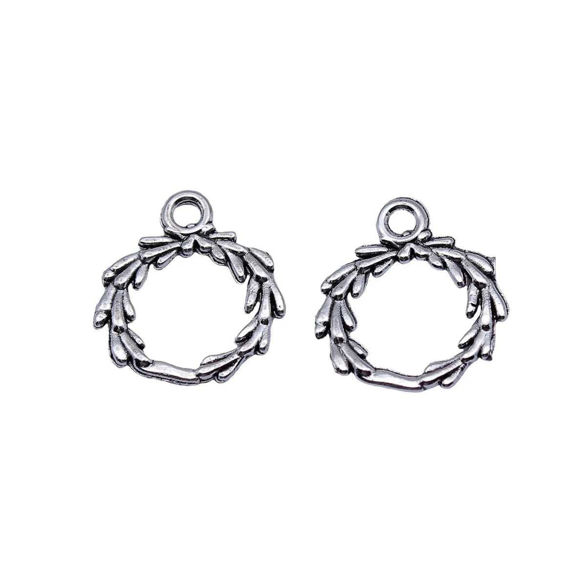 18x16mm 0.54g Antique Silver Zinc Alloy Olive Branch Ring Charm Pendant for DIY Jewelry Making