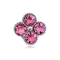 Elegant Pink Rhinestone Four Leaf Clover Magnetic Brooch, Alloy Lapel Pin Corsage For Suit Accessory Gift