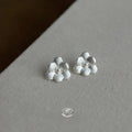 Matte Silver Plated Copper 3D Iris Flower Stud Earrings, Sweet Minimalist Style