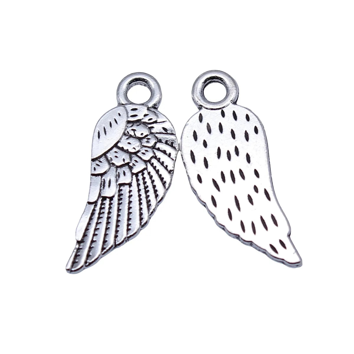 25x10mm 1.35g Antique Silver Finish Zinc Alloy Wing Charm Pendant for Bracelet Necklace DIY Jewelry Making