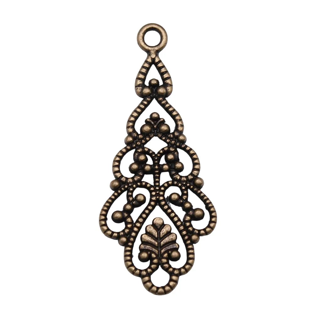42x14mm 2.6g Multicolor Zinc Alloy Openwork Teardrop Hollow Earring Charms for DIY Pendant Jewelry