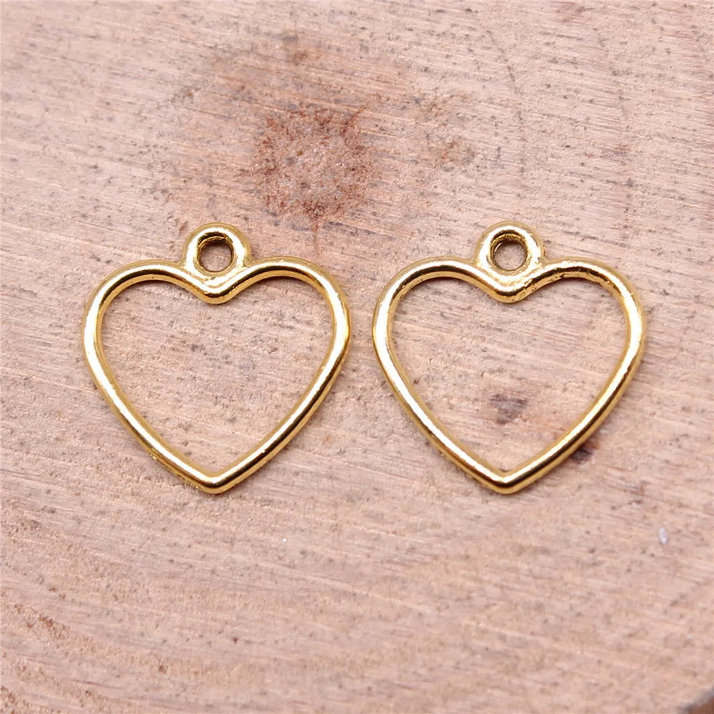 14x13mm 0.25g Multicolor Zinc Alloy Hollow Heart Frame charm pendant for DIY bracelet necklace making