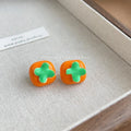 Sweet Persimmon Fruit Stud Earrings Copper Cute Little Lantern Design For Students