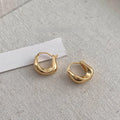 14K Gold Plated Copper Geometric Ring Stud Earrings For Women Minimalist OL Office Jewelry