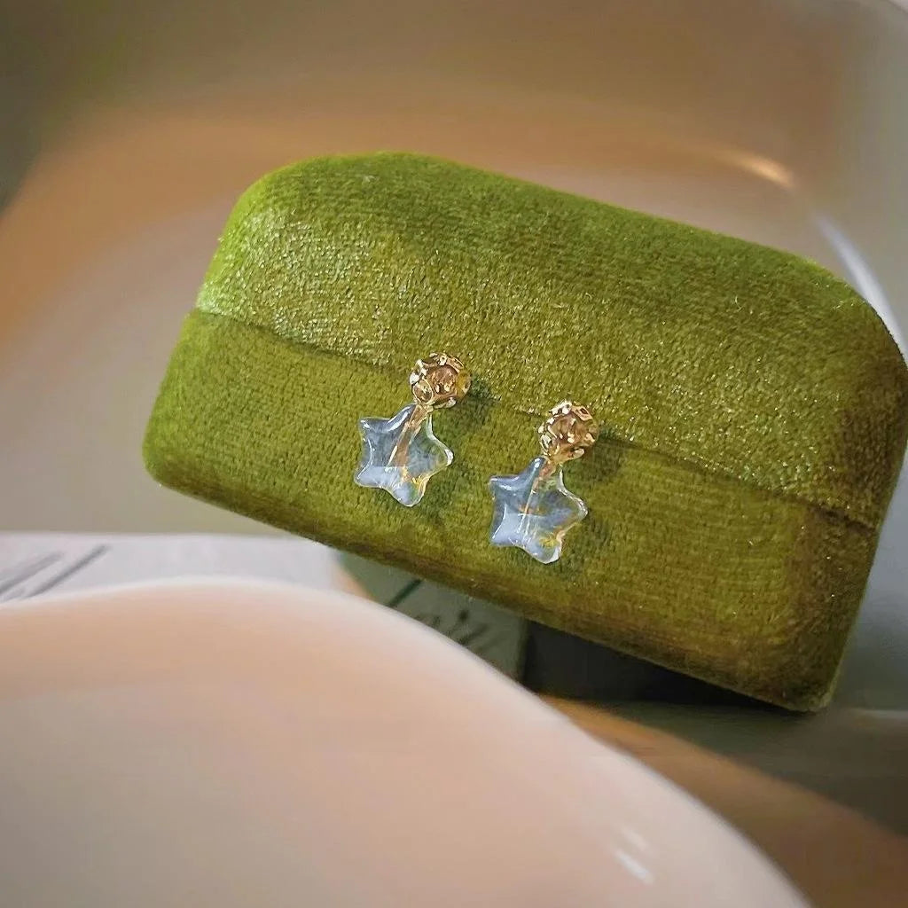 Minimalist Mini 14K Plated Copper Colorful Five Point Star Stud Earrings