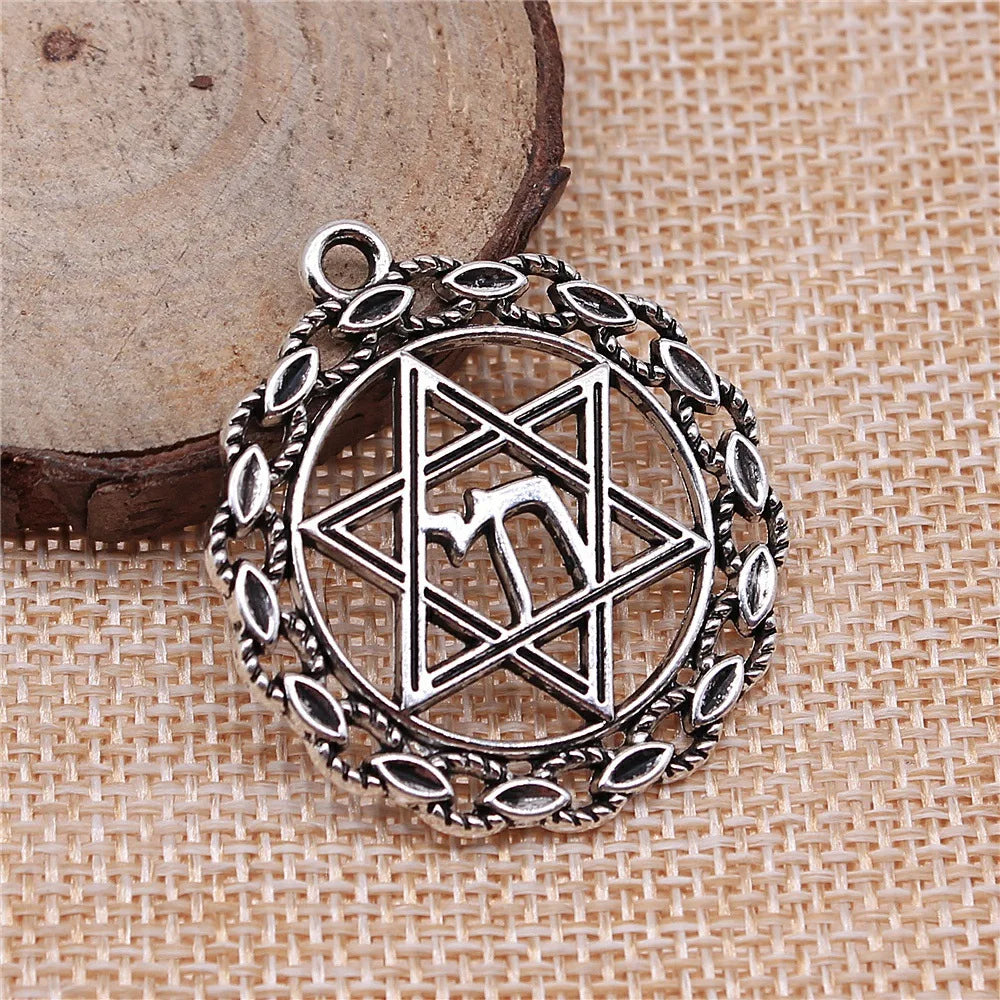 38x35mm 5.6g Multicolor Zinc Alloy Hexagram Star Charm Pendant for Necklace Bracelet Making