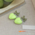 Avocado Green Resin Bow Heart Drop Earrings Sweet Fresh Dopamine Style Yiwu Jewelry