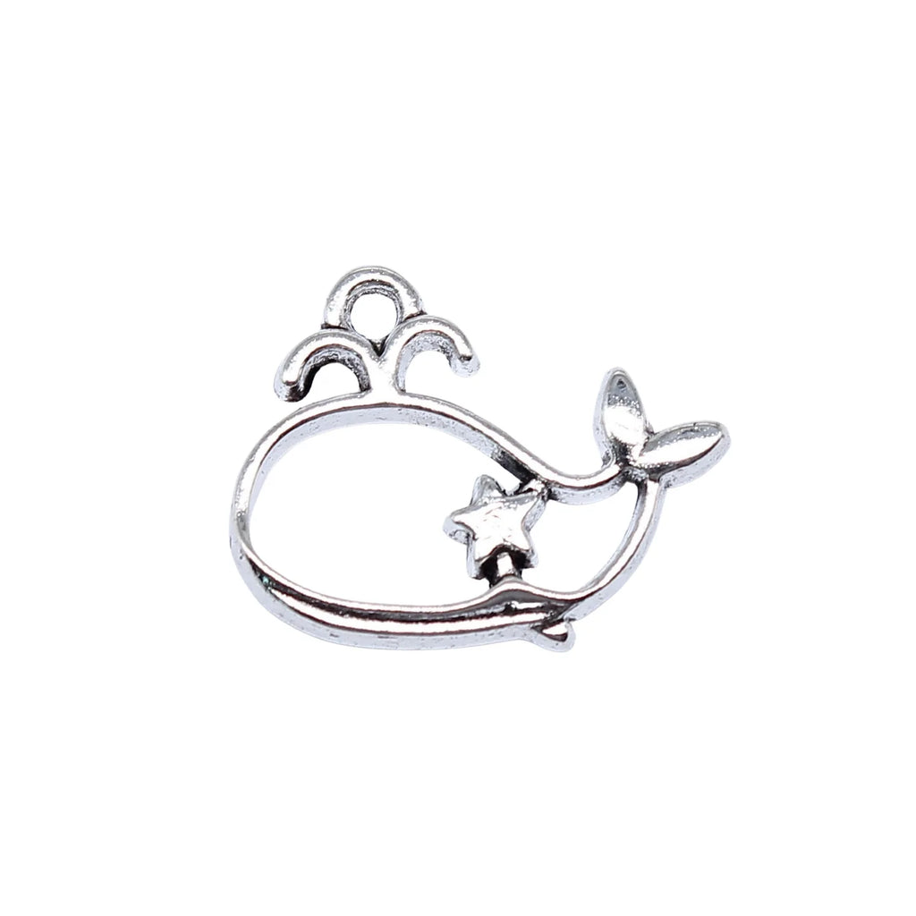 15x19mm 0.92g Antique Silver Zinc Alloy Hollow Whale charm pendant for necklace bracelet DIY jewelry making