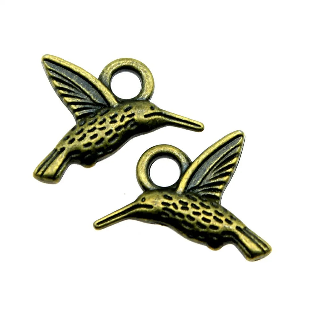 19x15mm 1.5g Multicolor Zinc Alloy Hummingbird Bird Charm Pendant for DIY Necklace Bracelet Jewelry Making