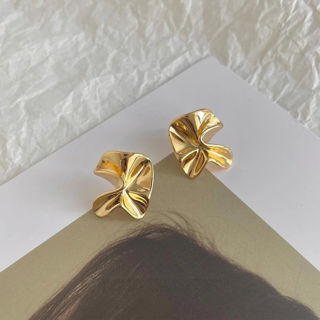 14K Gold Plated Copper Irregular Geometric Drop Earrings Luxury Fashion Jewelry for Women