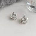 Minimalist Flower Ball Micro Pave Zircon Copper Stud Earrings