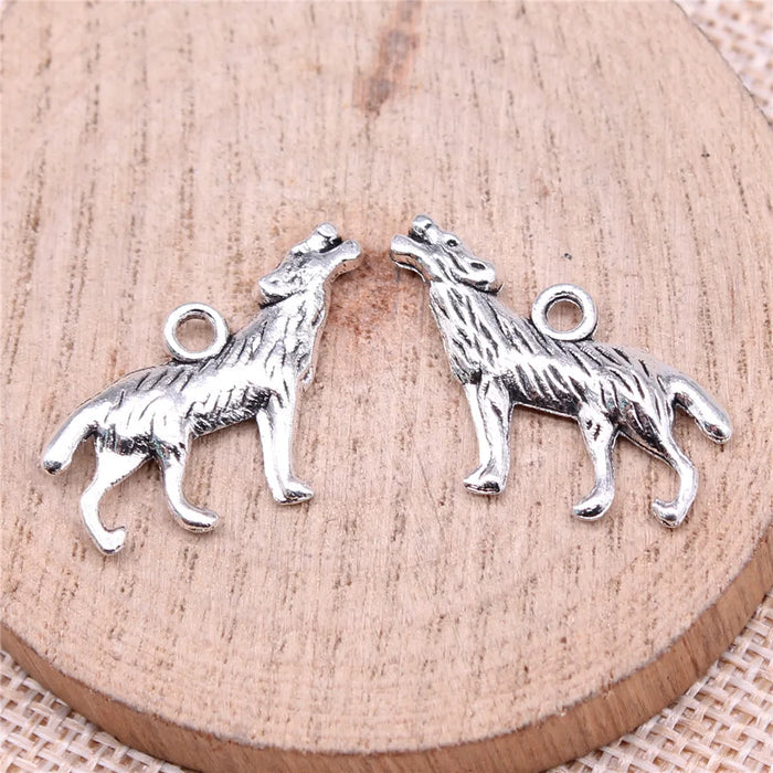 26x20mm 2.1g Multicolor Zinc Alloy Wolf Charm Pendant for DIY Animal Theme Jewelry Making