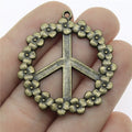 38mm 4.8g Multicolor Zinc Alloy Flower Peace Sign Charm Pendant for DIY Necklace Jewelry Making