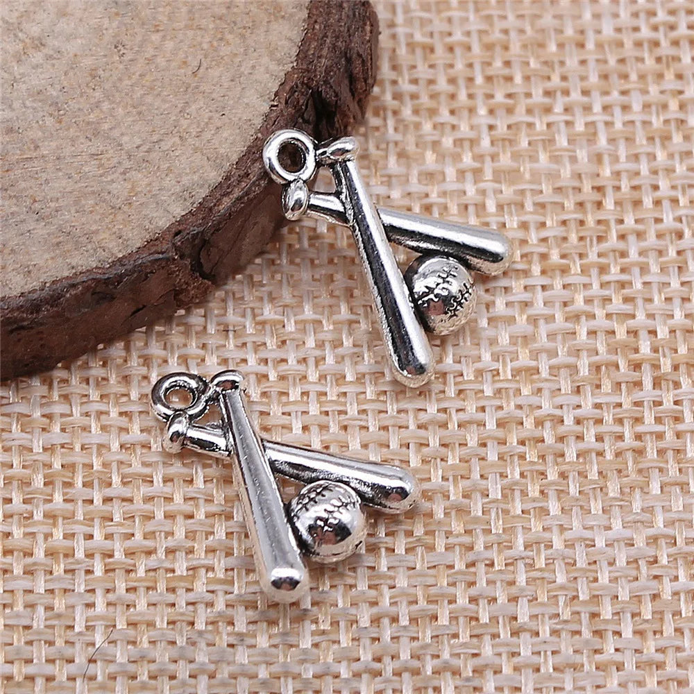 19x13mm 1.7g Multicolor Zinc Alloy Baseball Charm Pendant for DIY Sports Bracelet Necklace Making