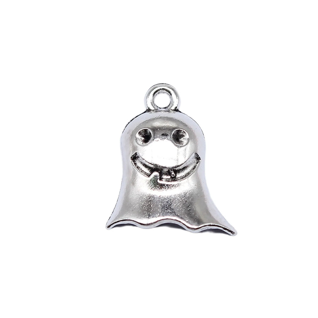 17x14mm 1.3g Antique Silver Zinc Alloy Halloween Ghost Charm Pendant for DIY Earring Bracelet Necklace