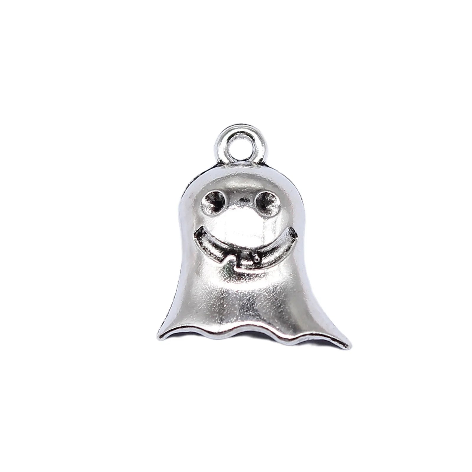 17x14mm 1.3g Antique Silver Zinc Alloy Halloween Ghost Charm Pendant for DIY Earring Bracelet Necklace