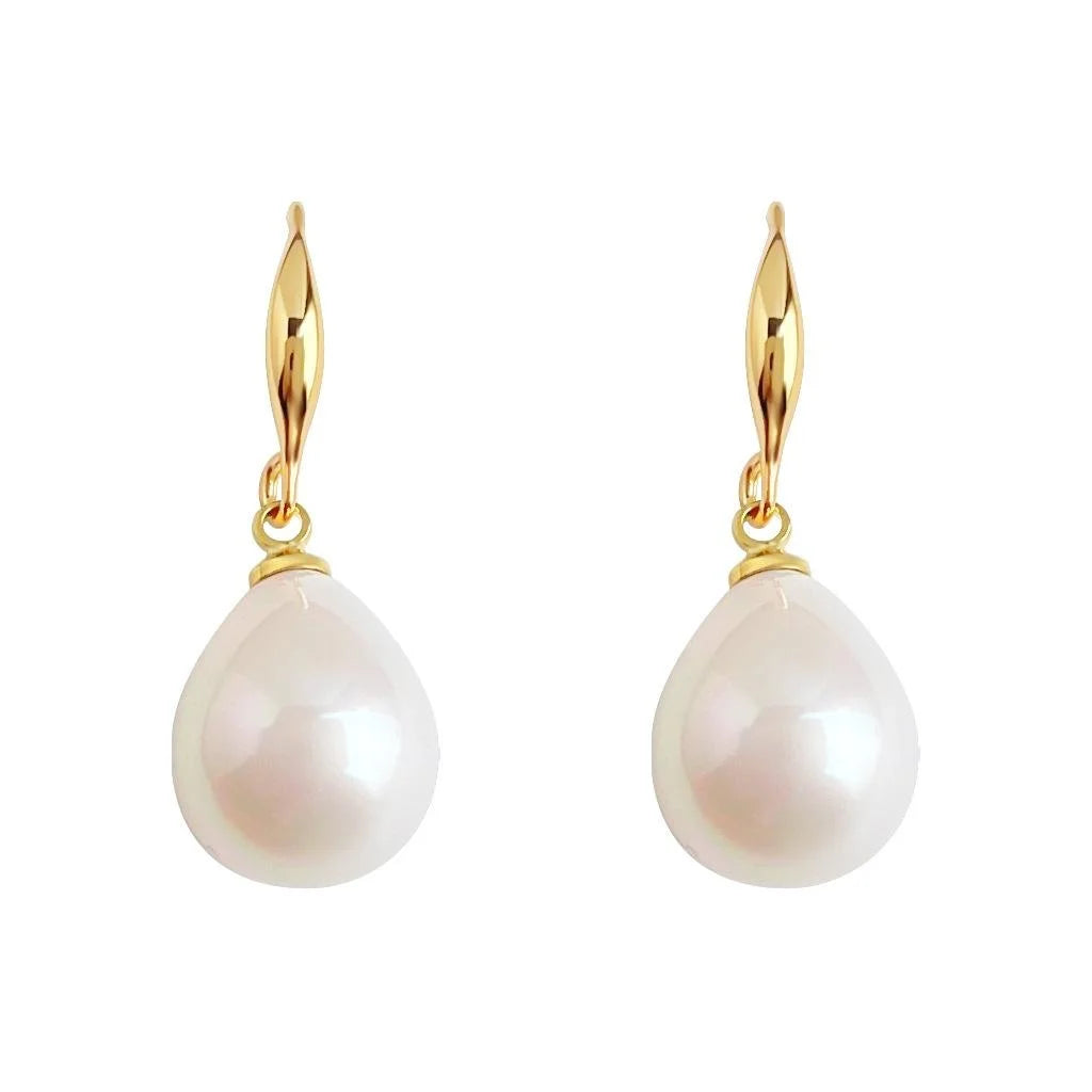 Copper Iridescent Pearl Geometric Teardrop Drop Earrings Sweet Fairy Style Jewelry