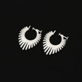 Elegant Silver Alloy Textured Heart Hoop Stud & Clip On No Piercing Minimalist Line Statement Earrings
