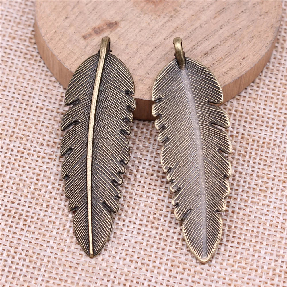 56x18mm 3.9g Multicolor Zinc Alloy Feather Charm Pendant for DIY Necklace Bracelet Jewelry Making