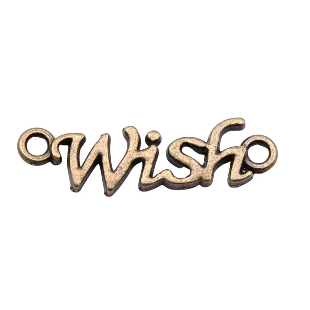 28mm 1g Multicolor Zinc Alloy Wish Word Connector Charm for DIY Bracelet Necklace Jewelry
