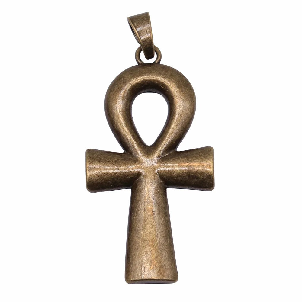 80x42mm 15.5g Multicolor Zinc Alloy Egyptian Cross Charm Pendant for DIY Jewelry Making