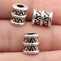 10x8.5x7.4mm 1.8g Antique Silver Zinc Alloy Double Layer Textured Spacer Beads for DIY Bracelet Making