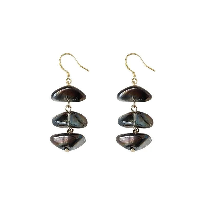 Original Design Silver Plated Copper Glass Crystal Geometric Tassel Drop Earrings