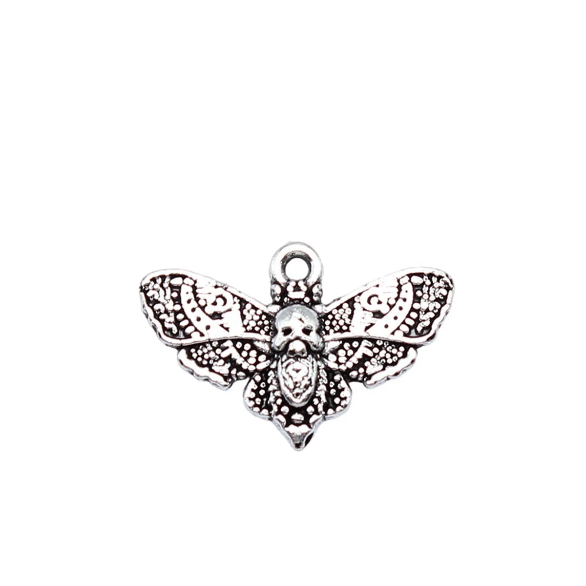 20x13mm 0.9g Antique Silver Zinc Alloy Gothic Skull Butterfly Moth Charm Pendant for DIY Jewelry