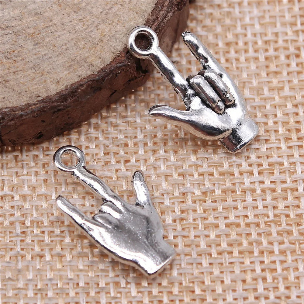 22x13mm 1.6g Multicolor Zinc Alloy I Love You Hand Gesture Charm Pendant for DIY Jewelry Making