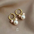 French Elegant Tulip Enamel Copper Glass Pearl Drop Earrings Sweet Pink Flower Jewelry