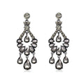 Vintage Bohemian Red Glass Rhinestone Teardrop Tassel Alloy Chandelier Earrings For Wedding Banquet Party