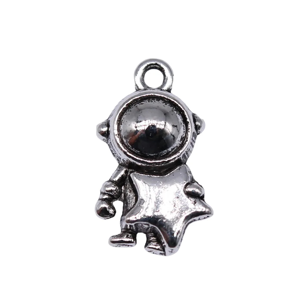 18x10mm 2.3g Antique Silver Zinc Alloy Astronaut Charm Pendant for DIY Space Theme Jewelry