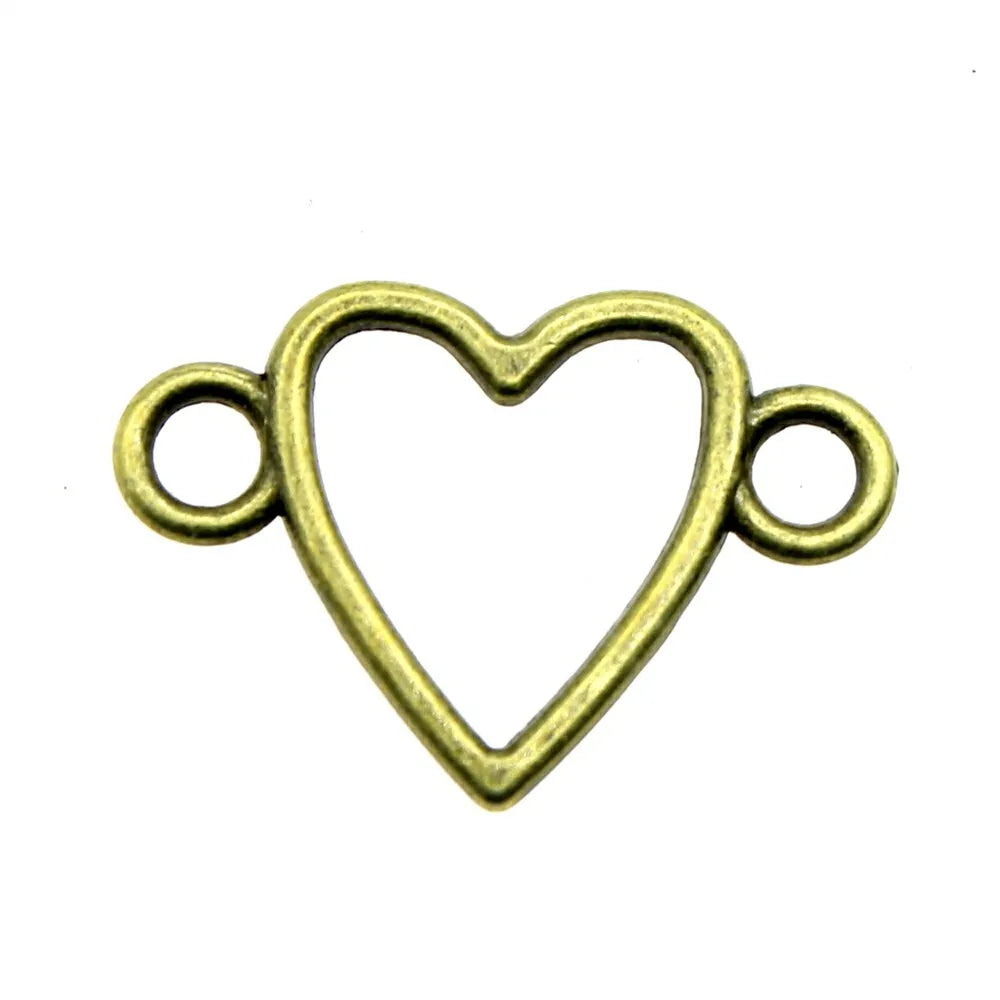 16x24mm 0.8g Multicolor zinc alloy hollow Heart connector charm for DIY bracelet necklace making