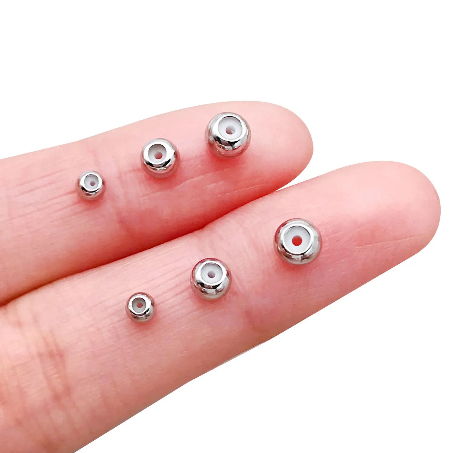 Gold Tone Silicone Round Ball Slider Beads for Adjustable Necklace Bracelet Jewelry Making