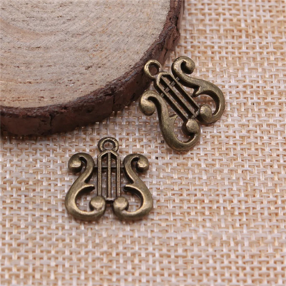 17x16mm 1.9g Multicolor Zinc Alloy Musical Instrument Charm Pendant for DIY Music Theme Jewelry