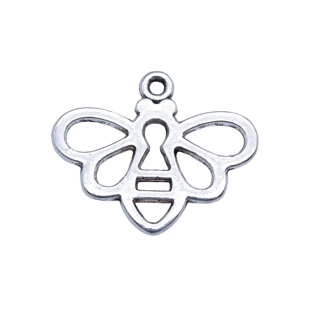 17x21mm 1.1g Multicolor Zinc Alloy Hollow Abstract Bee Charm Pendant for DIY Necklace Bracelet Making