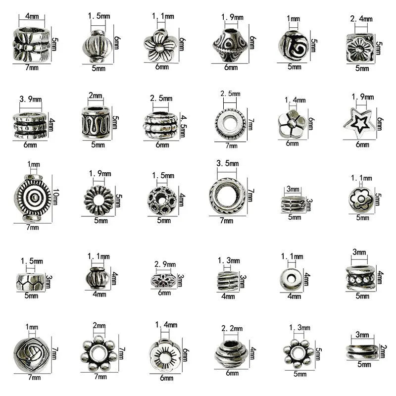 Antique Silver Zinc Alloy Through Hole Spacer Beads for DIY Bracelet Necklace Making