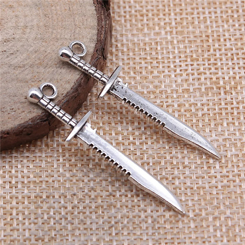 43x10mm 1.6g Multicolor Zinc Alloy Samurai Sword Dagger Charm Pendant for Bracelet Necklace Making