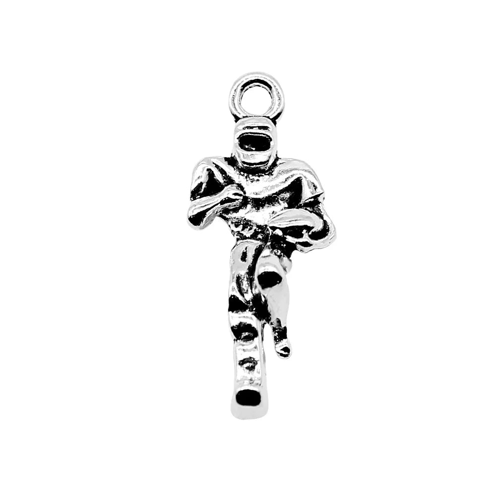 22x13mm 1.2g Antique Silver Zinc Alloy Football Player Charm Pendant for Sports Theme DIY Jewelry