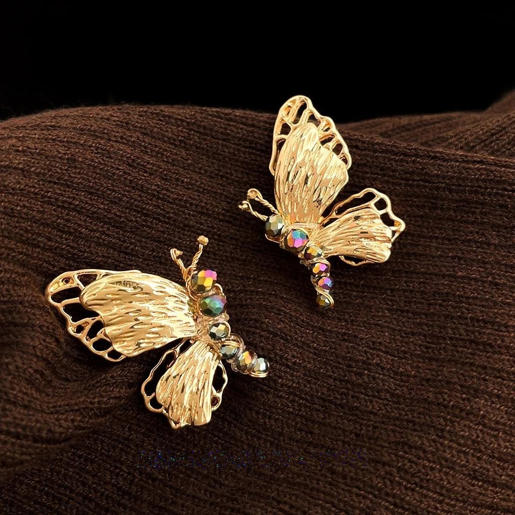 Forest Fairy Style Copper Butterfly Drop Earrings, Sweet Statement Animal Design